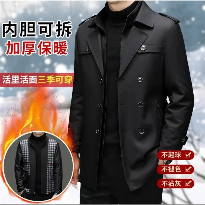 Men's double-breasted fitted trench coat with epaulettes Mune Fashion