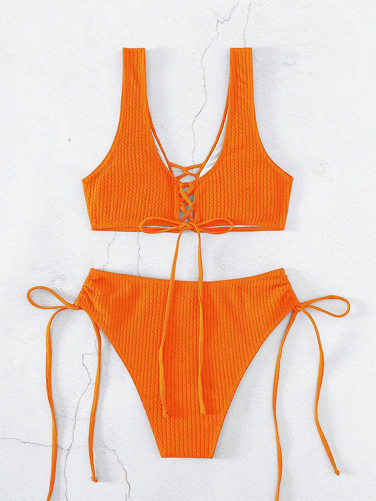 Ladies Bikini set with sophisticated tie design and high-cut bottom Mune Fashion
