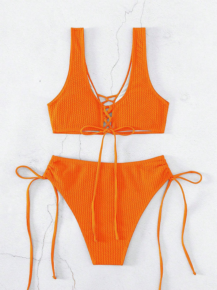Ladies Bikini set with sophisticated tie design and high-cut bottom Mune Fashion