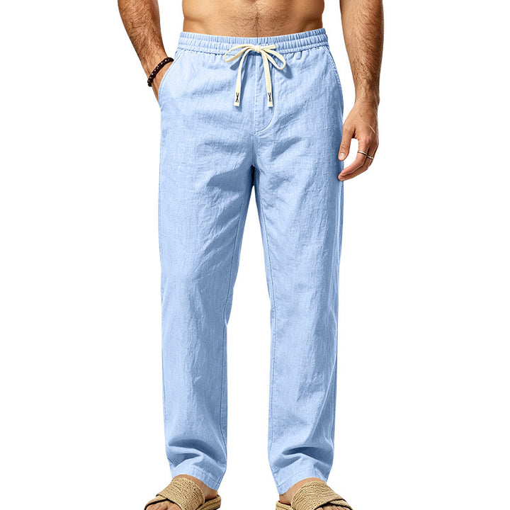Men's Lightweight Relaxed Pants with Elastic Waistband, Drawstring and Applied Cargo Pocket Mune Fashion