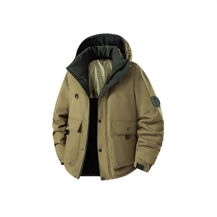 Men's Insulated Urban Parka with Stand-up Collar and Concealed Hood Mune Fashion