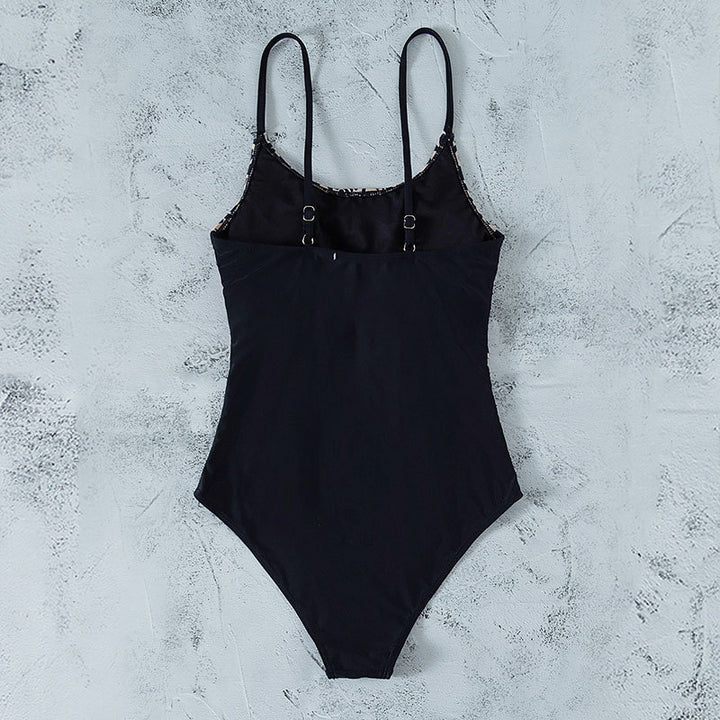 Women's one-piece swimsuit with elegant frill design and animal print Mune Fashion