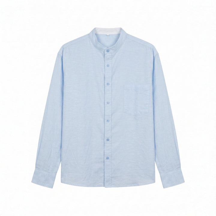 Men's Lightweight Cotton Oxford Shirt with Stand Collar and Chest Pocket Mune Fashion