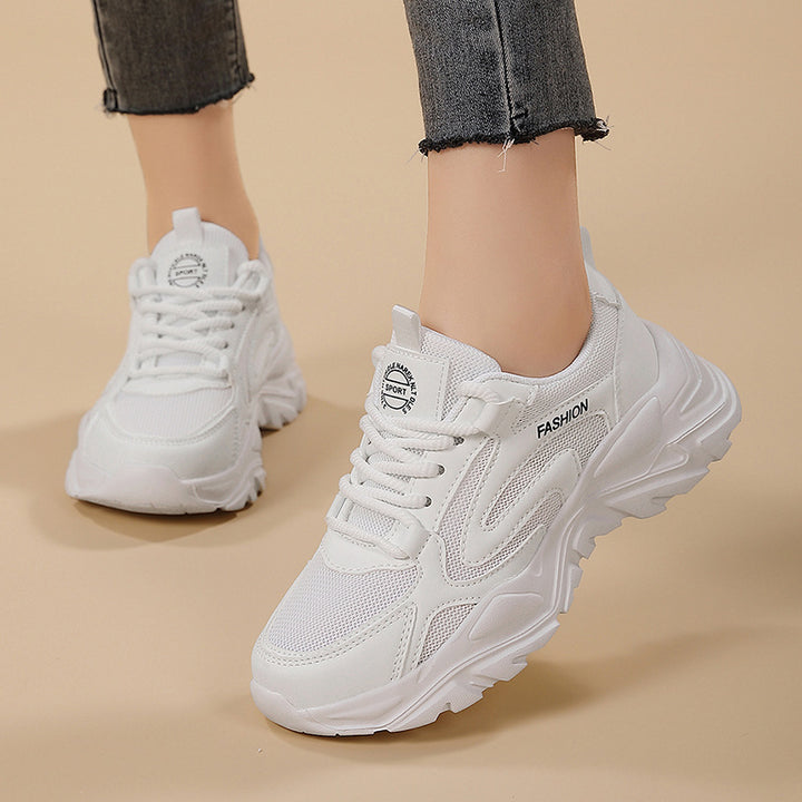 Women's voluminous platform lifestyle sneaker with mesh and synthetic leather mix, cushioned heel and profiled cushioning sole Mune Fashion