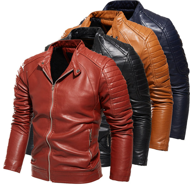 Men's Elegant Faux Leather Jacket with Quilted Details Mune Fashion