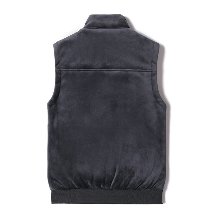 Men's Sleeveless Thermal Fleece Vest with Sherpa Lining and Standing Collar Mune Fashion