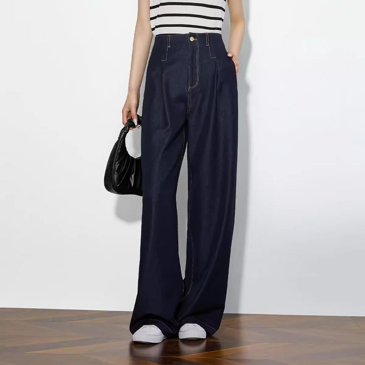 Women Elegant High Waisted Wide-Leg Jeans Drune