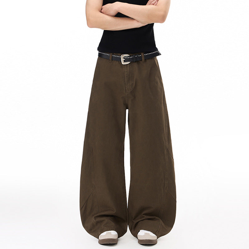 Men's Voluminous Panel Baggy Pants made of Cotton Twill with Balloon-Shaped Hem Mune Fashion