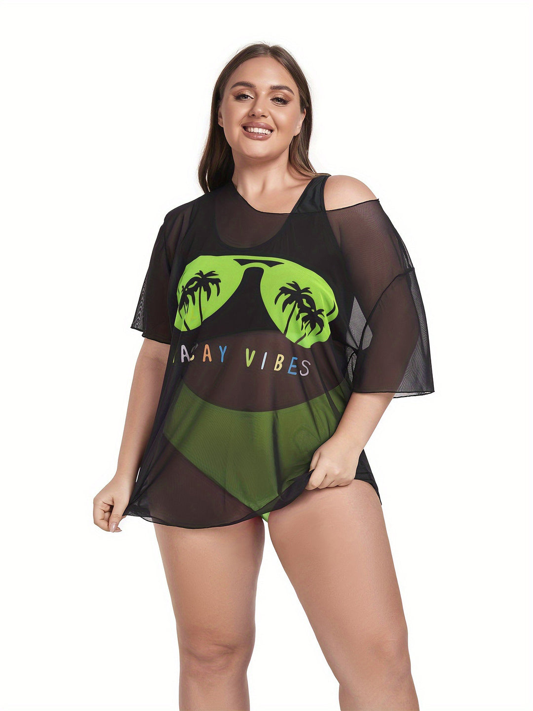 Women's Mesh Beach Dress with Casual Print Mune Fashion