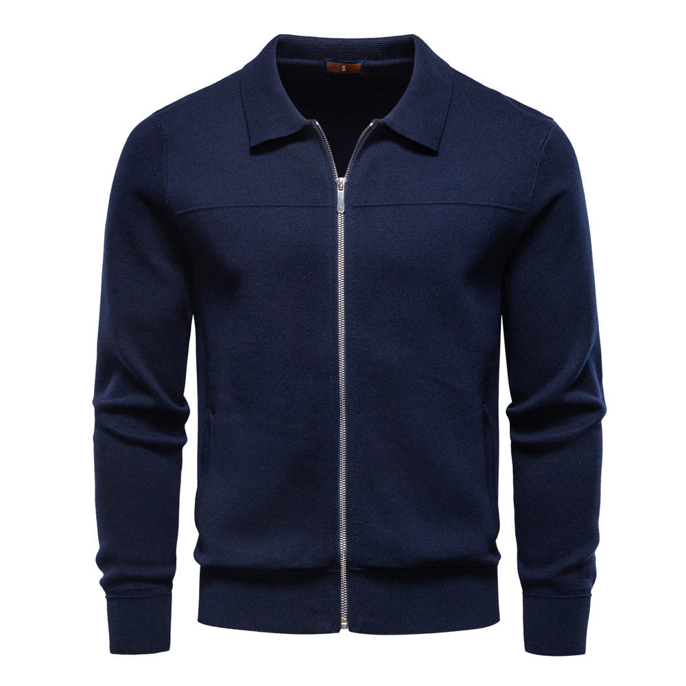 Men's fine knit zip jacket with kent collar and ribbed cuffs Mune Fashion