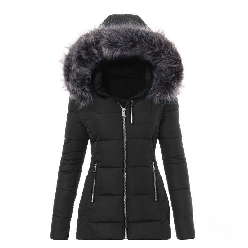 Women’S Winter Jacket with Removable Faux Fur Collar Mune