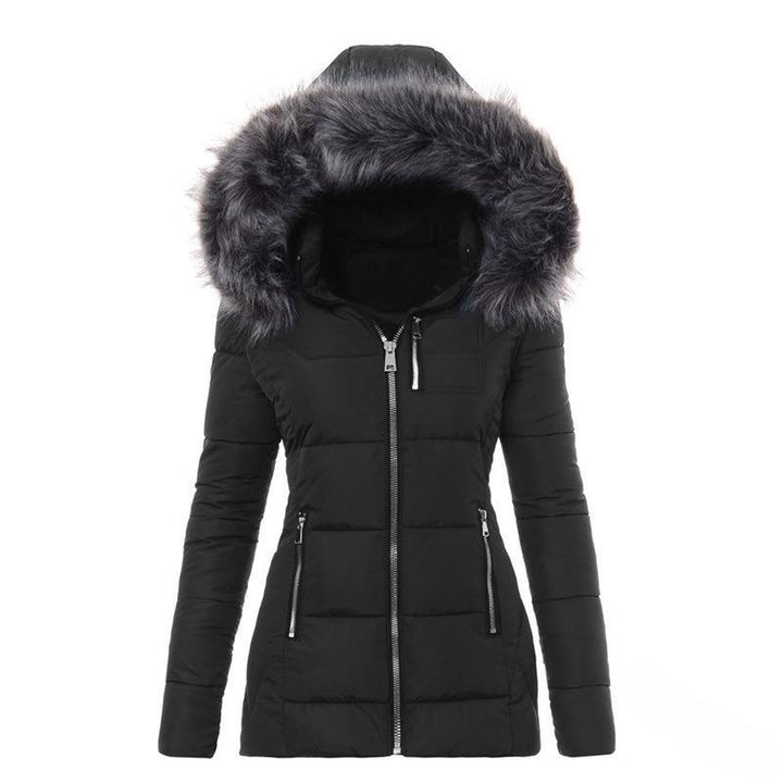 Women’S Winter Jacket with Removable Faux Fur Collar Mune