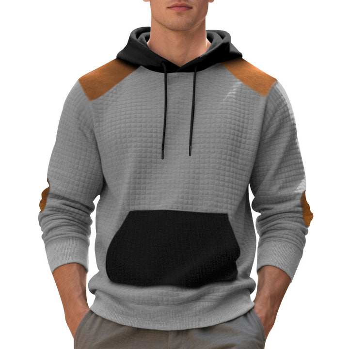Men's urban waffle knit hoodie with kangaroo pocket and trim Mune Fashion