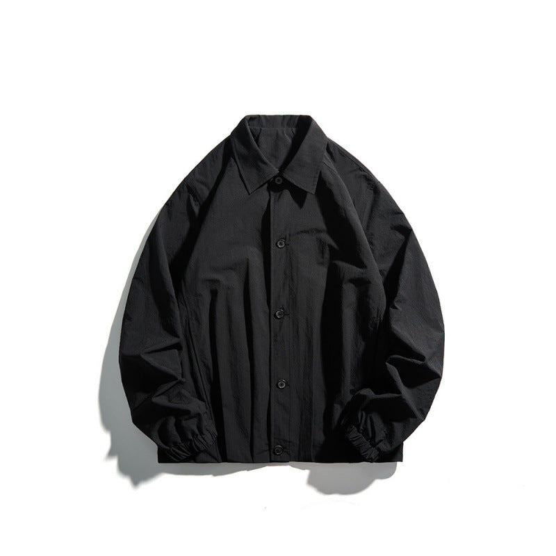 Unisex Lightweight Overshirt Jacket in Boxy Cut with Shirt Collar and Elastic Sleeve Cuffs Mune Fashion