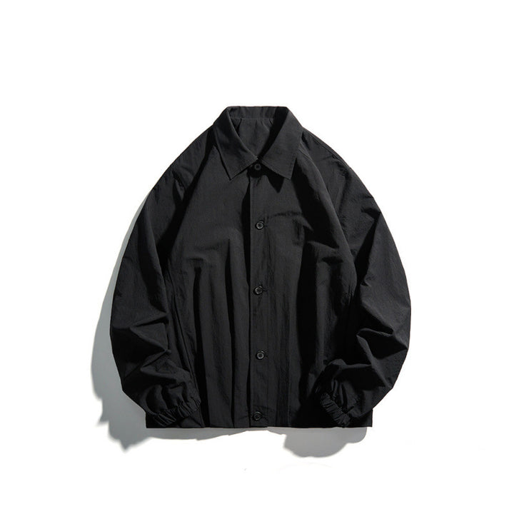 Unisex Lightweight Overshirt Jacket in Boxy Cut with Shirt Collar and Elastic Sleeve Cuffs Mune Fashion