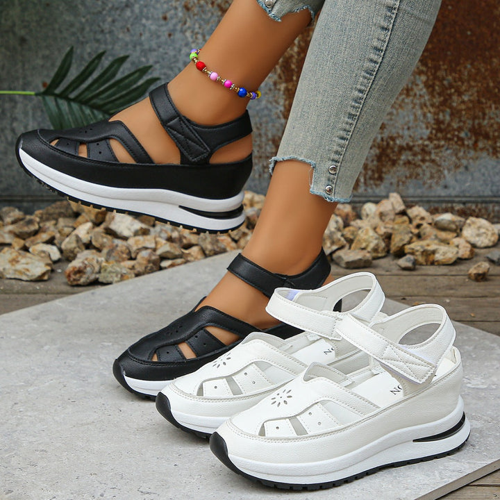 Damen Keilsandalen mit verstellbarem Klettverschluss und orthopädischer Komfortsohle Mune Fashion