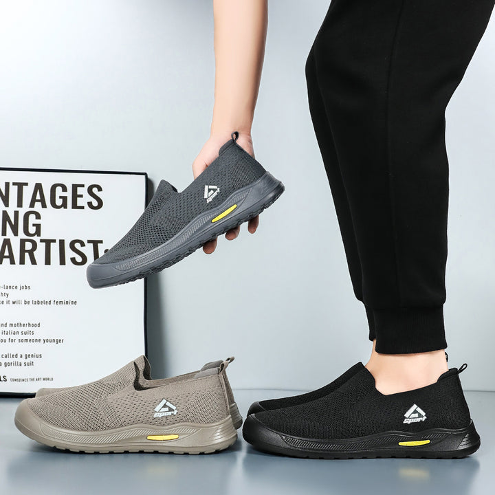 Men's breathable knit slip-on casual sneakers with elastic entry, padded insole, and grippy lightweight sole Mune Fashion