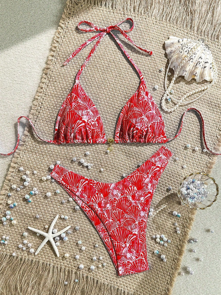 Women Triangle Bikini with Floral Patterns Mune Fashion