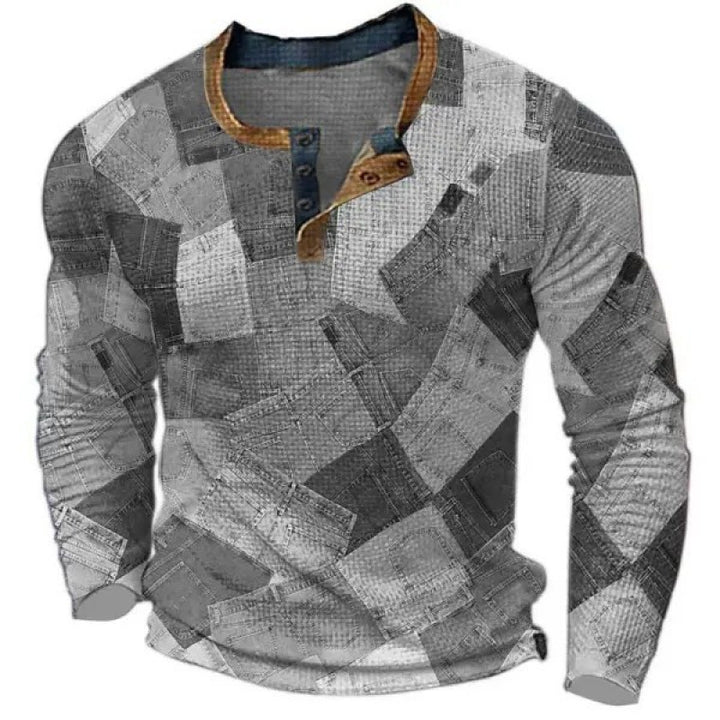 Men's sporty long-sleeve shirt with button placket Mune Fashion