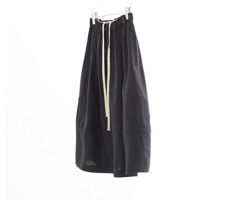 Ladies Comfortable, Loose Linen Skirt with Waist Drawstring Mune Fashion