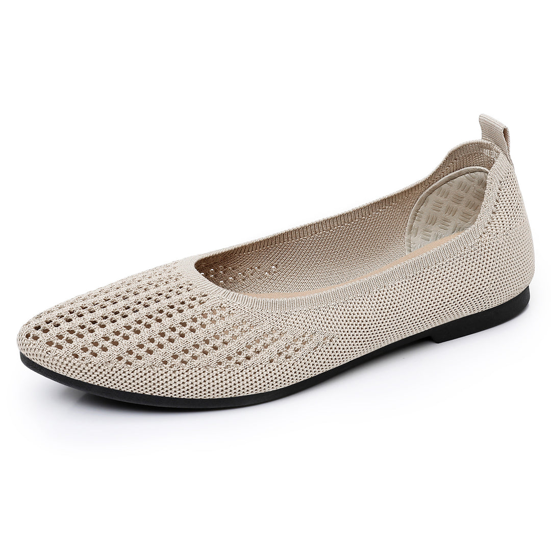Ladies' breathable knitted ballerina slippers with perforated upper material and orthopedic memory footbed Mune Fashion