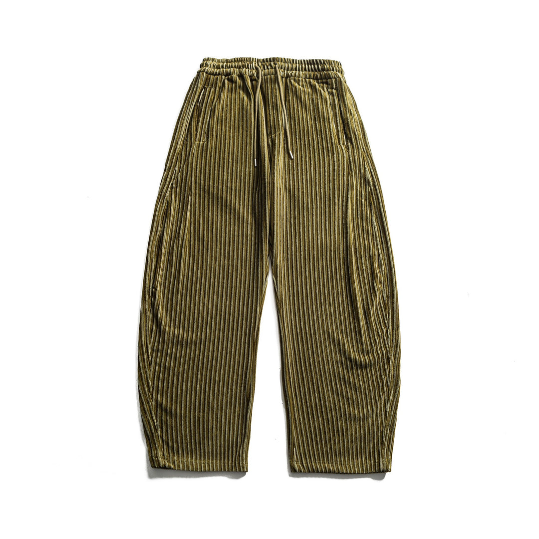 Women's Wide Pleated Trousers with Elastic Waistband and Drawstring Mune Fashion