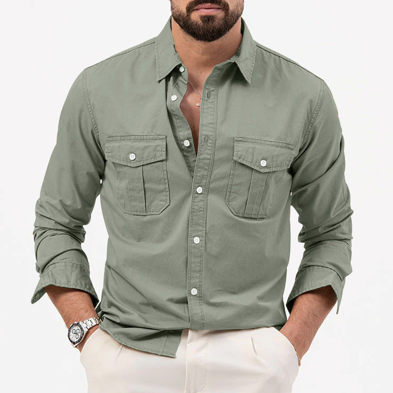 Men's shirt with chest pockets and Kent collar, casual regular fit made of cotton mix Mune Fashion