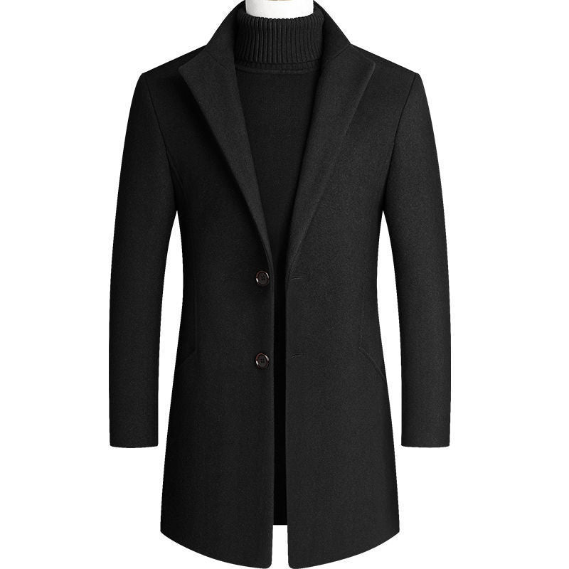 Men's Modern Wool Blend Short Coat with Slim Silhouette, Notched Lapel and Two Button Closure Mune Fashion