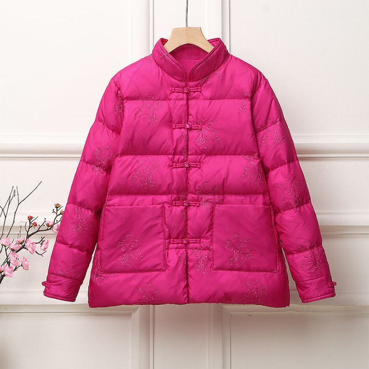 Women's padded quilted jacket with stand-up collar and traditional button placket Mune Fashion