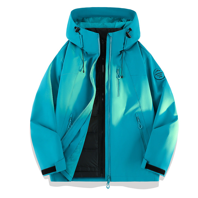 Women Lightweight Waterproof Hooded Jacket with Teddy Charm and Concealed Zipper Pockets Mune Fashion