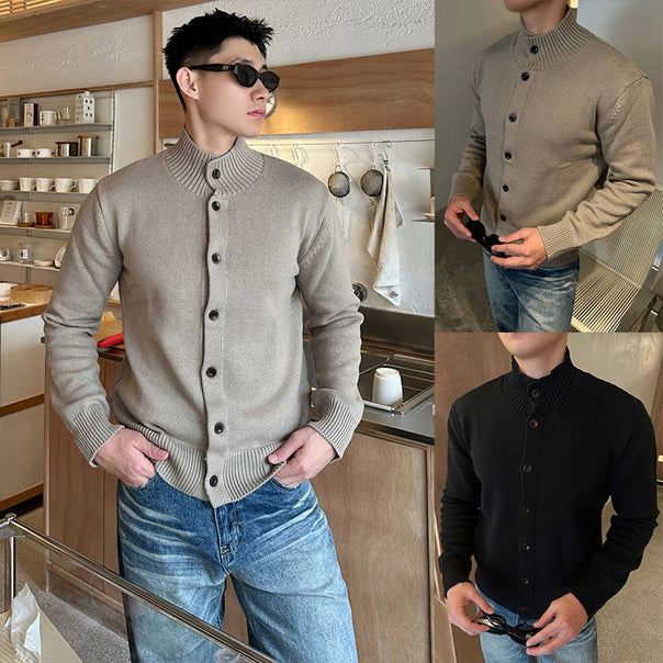 Men's cardigan with stand-up collar and button placket Mune Fashion