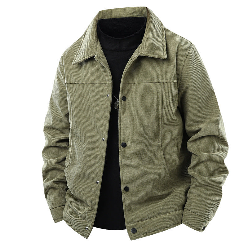 Men's cord jacket in trucker style with snap button closure and classic shirt collar Mune Fashion
