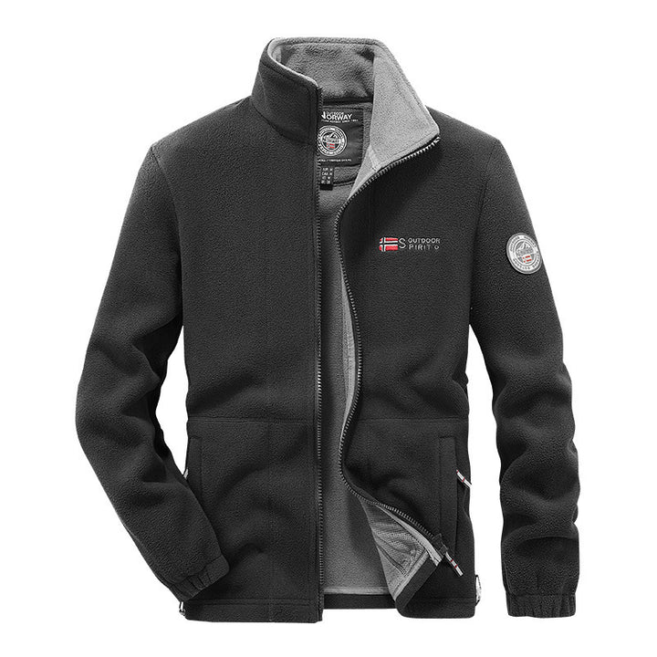 Men's fleece outdoor jacket with full-length zipper, stand collar and zippered pockets Mune Fashion