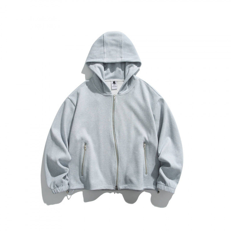 Unisex Oversize Fleece Zip Jacket with Hood, Two-Way Zipper and Adjustable Hem Mune Fashion