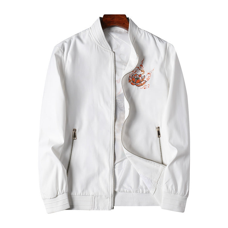 Men's bomber jacket with oriental tiger embroidery, lightweight microfiber outer layer and ribbed cuffs Mune Fashion