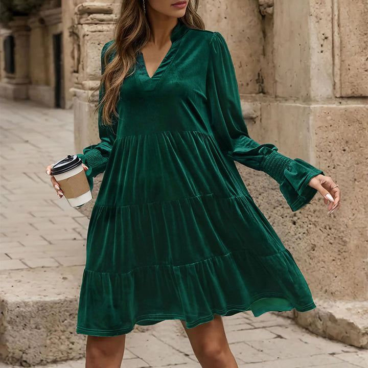 Women's Playfully Cut Dress with V-Neck Mune Fashion