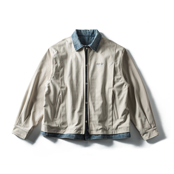 Men's Lightweight Canvas Field Blouson with Contrasting Denim Collar Mune Fashion