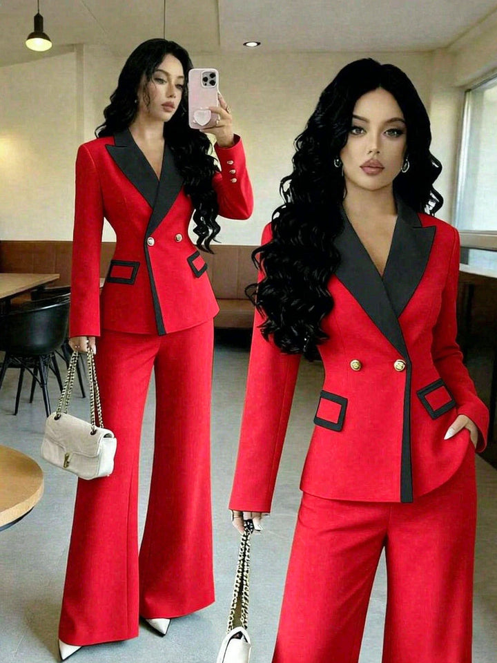 Women Elegant Double-Breasted Blazer Set Mune Fashion