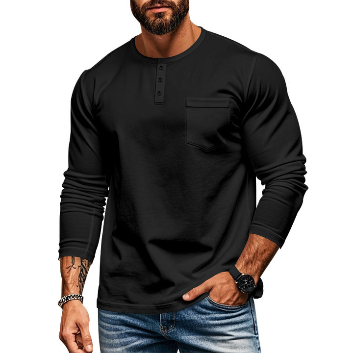 Men's slim long-sleeve button shirt with short button placket and chest pocket Mune Fashion
