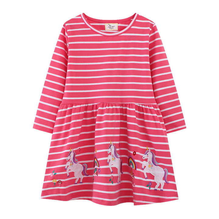 Girl long sleeve dress with playful unicorn design Mune Fashion