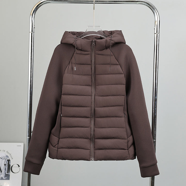 Women's lightweight hybrid quilted jacket with matte front, elastic sleeve panels, and warming thermo filling Mune Fashion