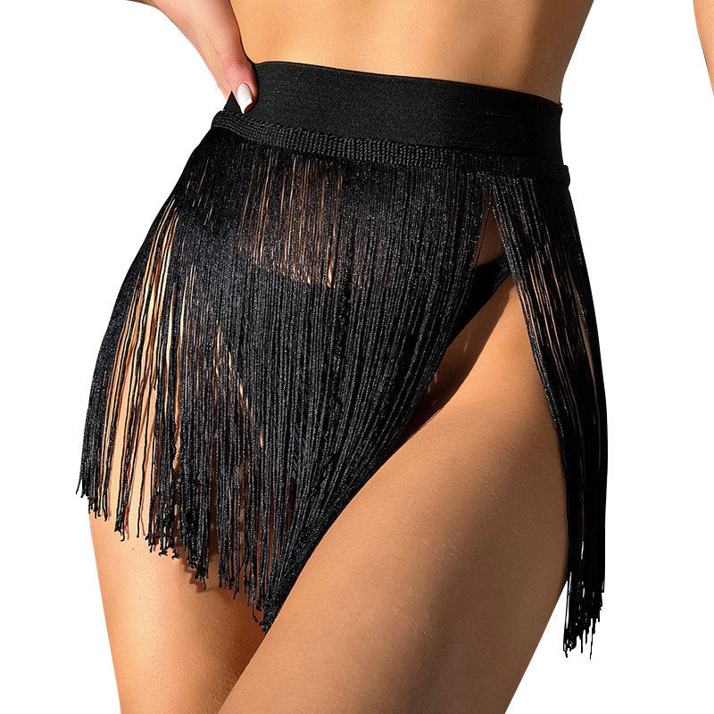 Women’s beach skirt with fringe and colorful decorative ribbon Mune Fashion