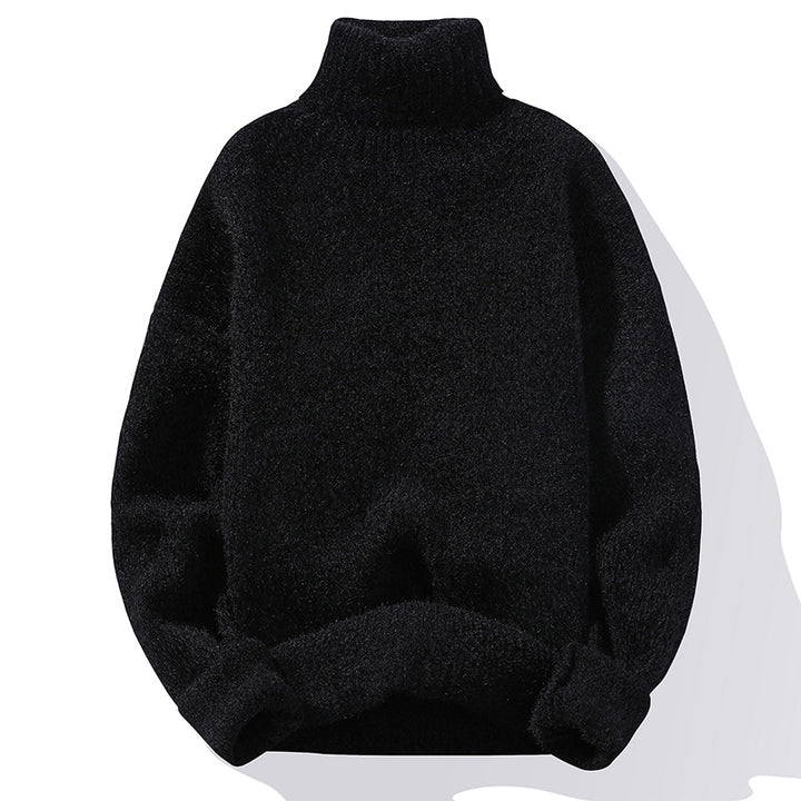 Men's turtleneck sweater made of boucle fine knit with ribbed cuffs Mune Fashion