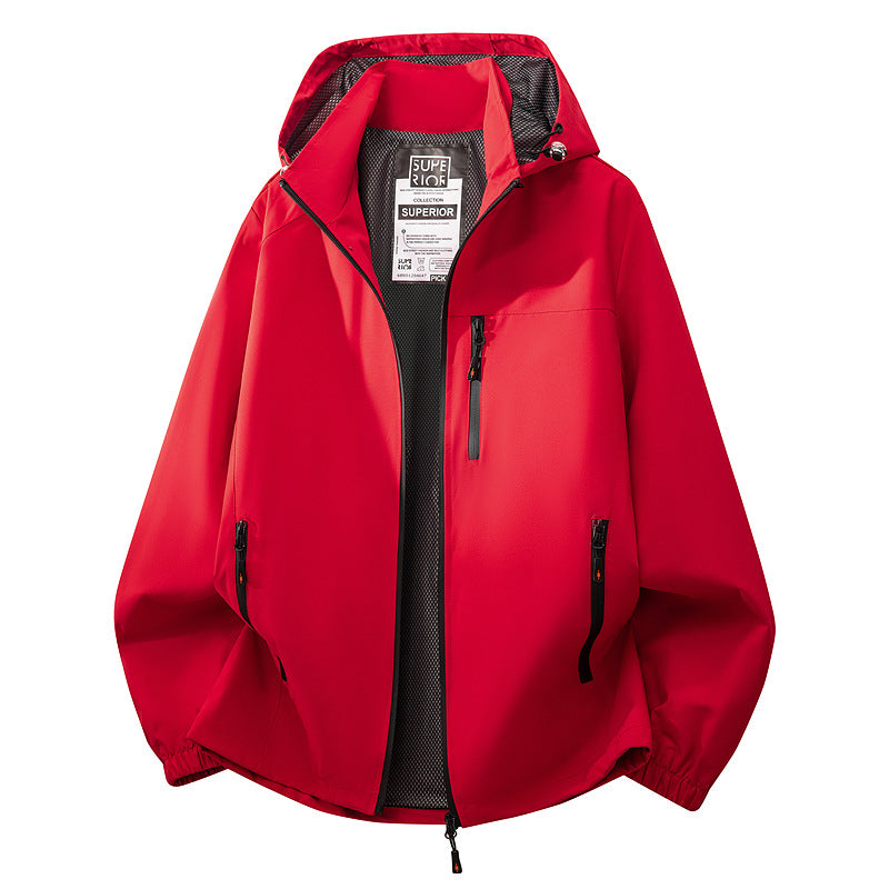 Men's lightweight water-repellent hooded softshell jacket with mesh lining, zip pockets & elastic cuffs Mune Fashion
