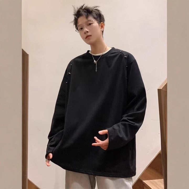 Men's Oversized Sweatshirt with Safety Pin Details and Drop Shoulder Drop