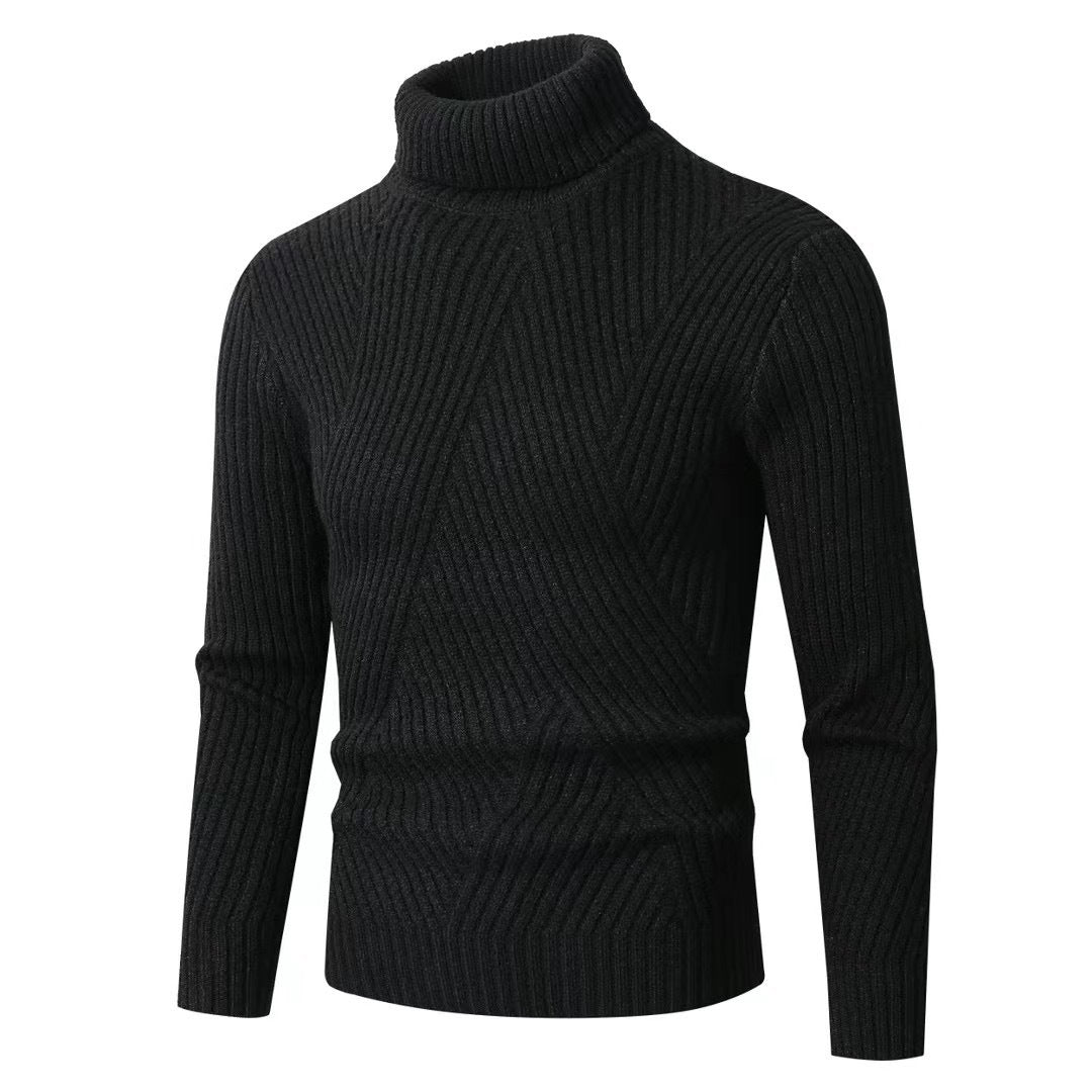 Men's structured turtleneck sweater with diagonal rib texture and slim fit Mune Fashion
