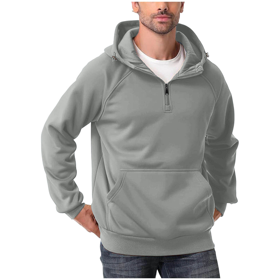 Men's half-zip hoodie with adjustable hood, kangaroo pocket, and raglan sleeves Mune Fashion