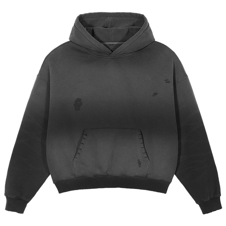 Men's Oversize Hooded Sweatshirt with Washed-Out Vintage Effect and Destroyed Details Mune Fashion