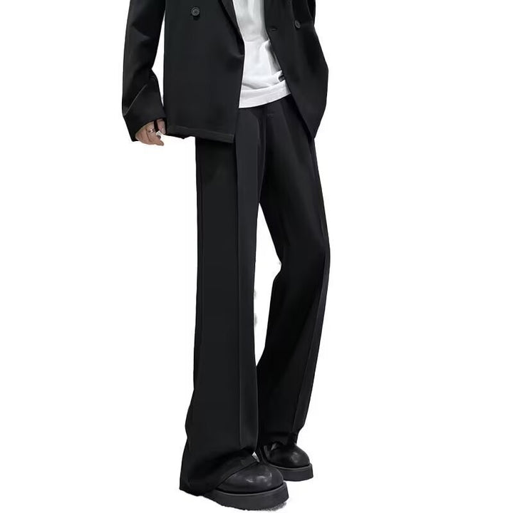 Men's Wide-Fit Suit Trousers with Crease, High Waist and Clean Front Closure Mune Fashion