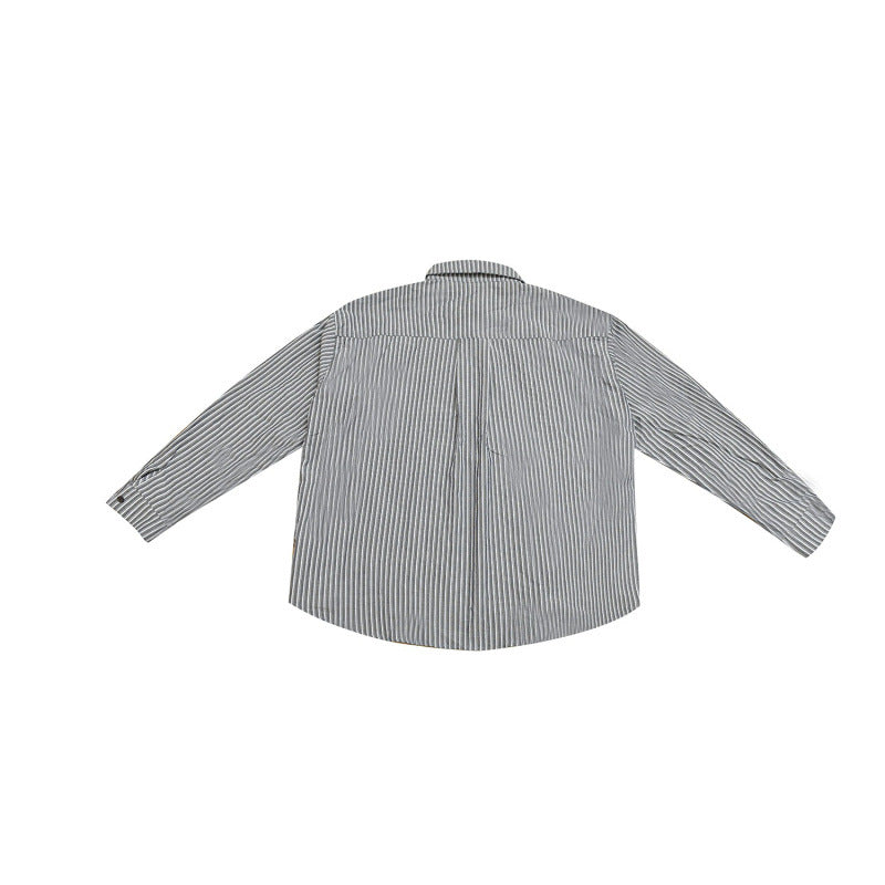 Women's Wide Striped Shirt in Oversize Cut with Shirt Collar and Chest Pocket Mune Fashion